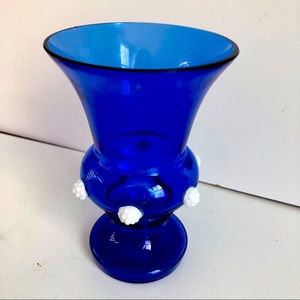 Vase Cobalt Blue glass mid century modern Art Glass Vintage